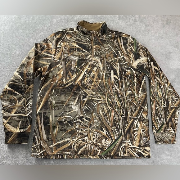 Under Armour Realtree Max-5 Camo 1/4 Zip Pullover Hunting Top Mens XL - Picture 1 of 12